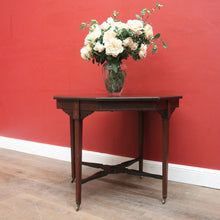 Load image into Gallery viewer, Antique English rosewood hexagonal table with string inlay and X-stretcher. B12233
