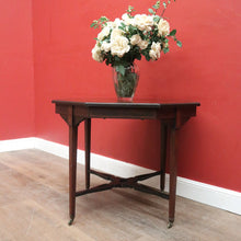 Load image into Gallery viewer, Antique English rosewood hexagonal table with string inlay and X-stretcher. B12233
