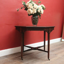 Load image into Gallery viewer, Antique English rosewood hexagonal table with string inlay and X-stretcher. B12233
