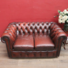 Load image into Gallery viewer, Vintage Moran Two Seater Chesterfield Lounge in Burgundy Leather. B13042

