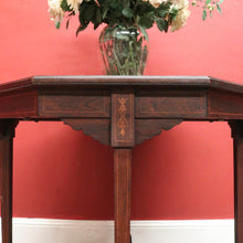 Load image into Gallery viewer, Antique English rosewood hexagonal table with string inlay and X-stretcher. B12233

