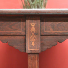 Load image into Gallery viewer, Antique English rosewood hexagonal table with string inlay and X-stretcher. B12233
