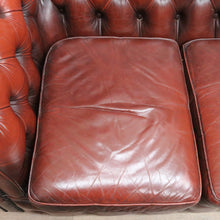 Load image into Gallery viewer, Vintage Moran Two Seater Chesterfield Lounge in Burgundy Leather. B13042
