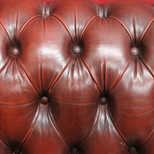 Load image into Gallery viewer, Vintage Moran Two Seater Chesterfield Lounge in Burgundy Leather. B13042

