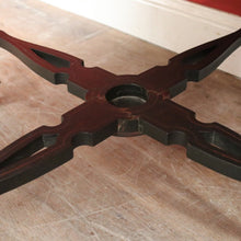 Load image into Gallery viewer, Antique English rosewood hexagonal table with string inlay and X-stretcher. B12233
