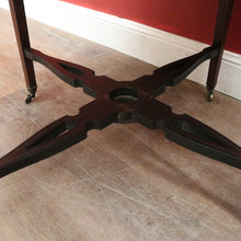 Load image into Gallery viewer, Antique English rosewood hexagonal table with string inlay and X-stretcher. B12233
