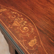 Load image into Gallery viewer, Antique English rosewood hexagonal table with string inlay and X-stretcher. B12233
