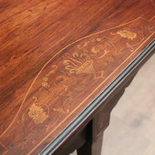 Load image into Gallery viewer, Antique English rosewood hexagonal table with string inlay and X-stretcher. B12233
