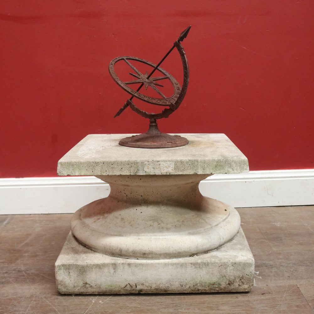 Beautiful Handcrafted Garden Sundial with Concrete Base and Wrought Iron Dial. B12632