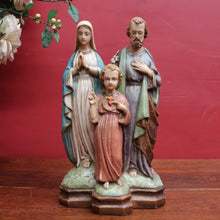 Load image into Gallery viewer, Vintage Italian Hand Painted Holy Family Sculpture Featuring Mary Joseph and Jesus. B12784
