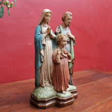 Load image into Gallery viewer, Vintage Italian Hand Painted Holy Family Sculpture Featuring Mary Joseph and Jesus. B12784
