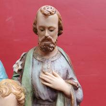 Load image into Gallery viewer, Vintage Italian Hand Painted Holy Family Sculpture Featuring Mary Joseph and Jesus. B12784
