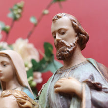 Load image into Gallery viewer, Vintage Italian Hand Painted Holy Family Sculpture Featuring Mary Joseph and Jesus. B12784
