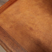 Load image into Gallery viewer, Antique English oak and tan leather office desk with drawers and cupboard. B12635

