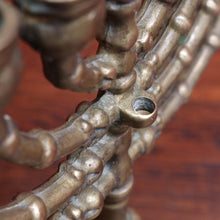 Load image into Gallery viewer, French Antique Brass Hanukkah Menorah with Octagonal Base and Star of David. B12788
