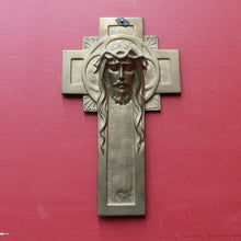 Load image into Gallery viewer, Antique French Art Deco Solid Brass Plaque of Christ by Sylvain Norga. B12797
