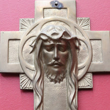 Load image into Gallery viewer, Antique French Art Deco Solid Brass Plaque of Christ by Sylvain Norga. B12797
