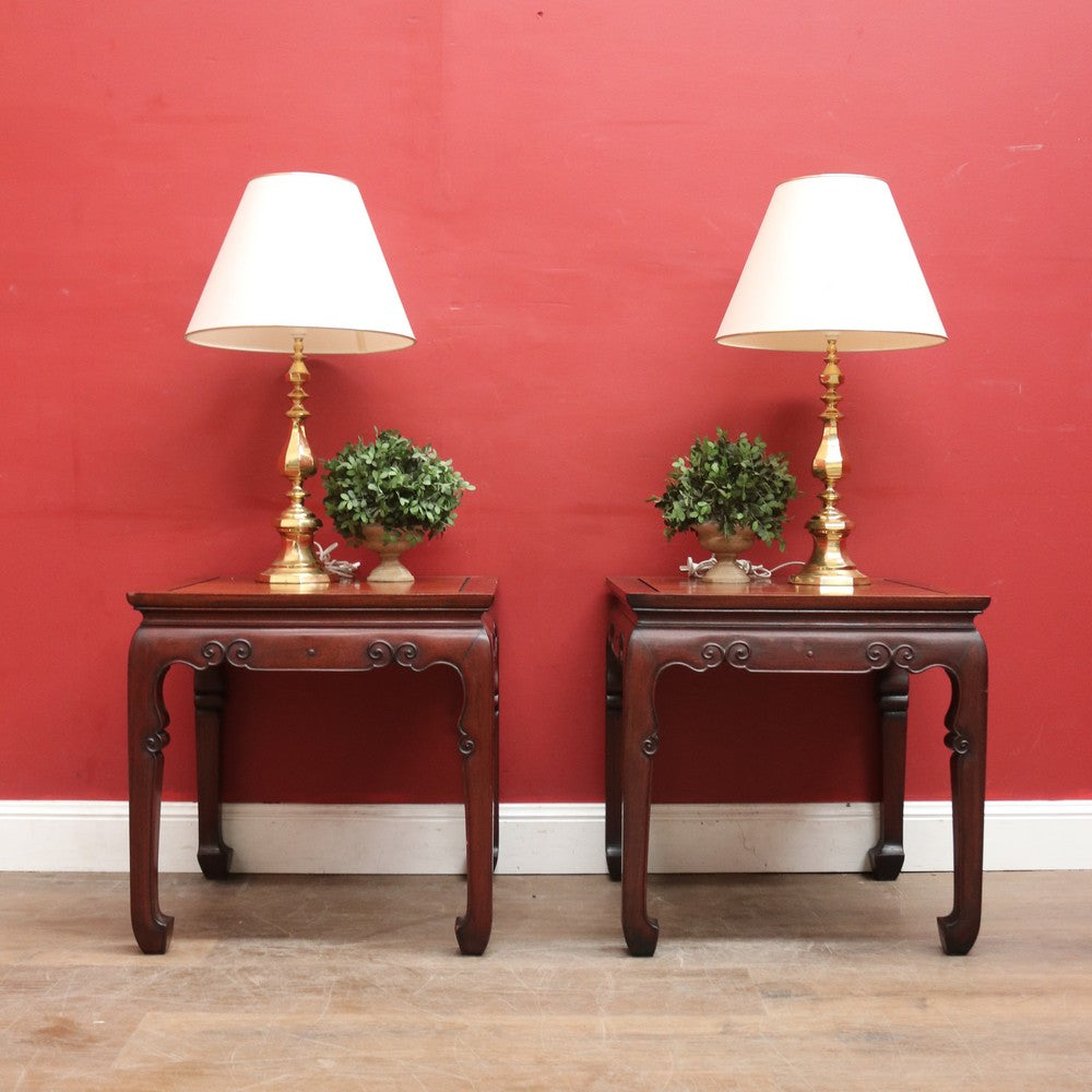 Pair of Vintage Chinese Style Hardwood Table Lamps, Side Table, Coffee Table. B12459