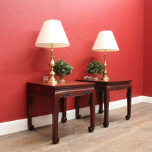 Load image into Gallery viewer, Pair of Vintage Chinese Style Hardwood Table Lamps, Side Table, Coffee Table. B12459
