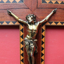 Load image into Gallery viewer, French Rosewood Crucifix with Tunbridgeware Style Inlay and Corpus. B12848
