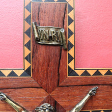 Load image into Gallery viewer, French Rosewood Crucifix with Tunbridgeware Style Inlay and Corpus. B12848
