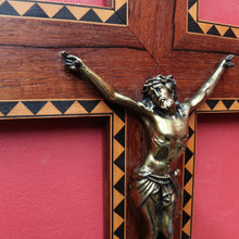 Load image into Gallery viewer, French Rosewood Crucifix with Tunbridgeware Style Inlay and Corpus. B12848
