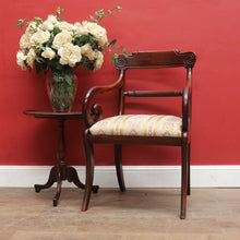 Load image into Gallery viewer, Antique English Mahogany Armchair with Scroll Arms and Floral Upholstery. B12639
