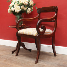Load image into Gallery viewer, Antique English Mahogany Armchair with Scroll Arms and Floral Upholstery. B12639
