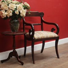 Load image into Gallery viewer, Antique English Mahogany Armchair with Scroll Arms and Floral Upholstery. B12639
