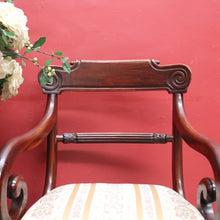 Load image into Gallery viewer, Antique English Mahogany Armchair with Scroll Arms and Floral Upholstery. B12639
