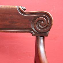 Load image into Gallery viewer, Antique English Mahogany Armchair with Scroll Arms and Floral Upholstery. B12639
