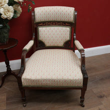 Load image into Gallery viewer, x SOLD Antique French Armchair, Inlay to the timber. Suitable for the Hall, Bedroom or Living. B12240
