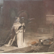 Load image into Gallery viewer, Antique Framed Print of The Vigil by John Pettie (1839-1893) in Thick Oak Frame. B12700

