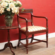 Load image into Gallery viewer, Antique English Mahogany Armchair with Turned Legs and H-Stretcher Base. B12640
