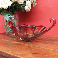 Load image into Gallery viewer, Murano Style Sommerso Art Glass Centrepiece with Amber and Aubergine Tones. B12271
