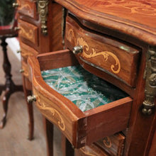 Load image into Gallery viewer, x SOLD A Pair of French Walnut and Marquetry Inlay 4 Drawer Bedside Cabinets or Lamp Tables. B12242
