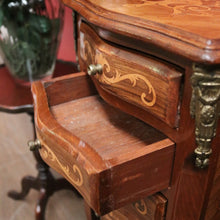 Load image into Gallery viewer, x SOLD A Pair of French Walnut and Marquetry Inlay 4 Drawer Bedside Cabinets or Lamp Tables. B12242
