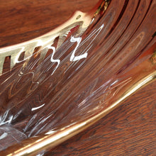 Load image into Gallery viewer, Mid Century French Bayel Crystal Centrepiece Vase  in Organic Splash Form with 18 Carat Gold. B12267
