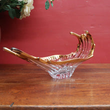 Load image into Gallery viewer, Mid Century French Bayel Crystal Centrepiece Vase  in Organic Splash Form with 18 Carat Gold. B12267
