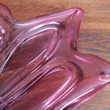 Load image into Gallery viewer, Circa 1960 Italian Mid-Century Art Glass Star or Orchid Bowl in Pink Cranberry Glass. B12272
