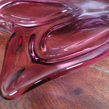 Load image into Gallery viewer, Circa 1960 Italian Mid-Century Art Glass Star or Orchid Bowl in Pink Cranberry Glass. B12272
