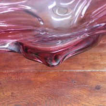 Load image into Gallery viewer, Circa 1960 Italian Mid-Century Art Glass Star or Orchid Bowl in Pink Cranberry Glass. B12272
