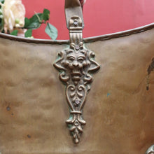 Load image into Gallery viewer, Antique French Brass Coal Scuttle with Delft Porcelain Handle and Lion Paw Feet. B12951
