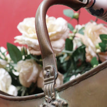 Load image into Gallery viewer, Antique French Brass Coal Scuttle with Delft Porcelain Handle and Lion Paw Feet. B12951
