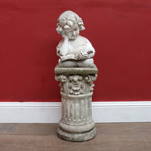 Load image into Gallery viewer, Vintage Garden Ornament Reading Library Child Bust on Greek Style Pedestal. B13045
