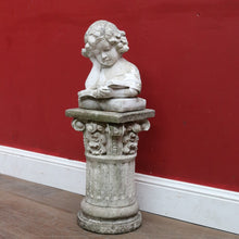 Load image into Gallery viewer, Vintage Garden Ornament Reading Library Child Bust on Greek Style Pedestal. B13045
