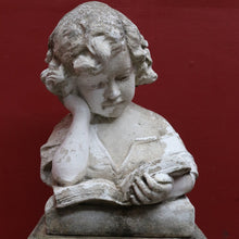 Load image into Gallery viewer, Vintage Garden Ornament Reading Library Child Bust on Greek Style Pedestal. B13045
