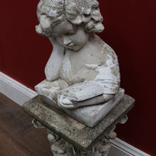 Load image into Gallery viewer, Vintage Garden Ornament Reading Library Child Bust on Greek Style Pedestal. B13045
