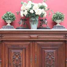 Load image into Gallery viewer, x SOLD Antique French Walnut and Marble Top Hall Cabinet with Carved Doors and Columns. B12619
