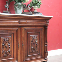 Load image into Gallery viewer, x SOLD Antique French Walnut and Marble Top Hall Cabinet with Carved Doors and Columns. B12619
